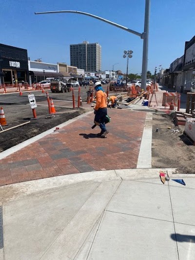 Decorative brick crosswalk under construction