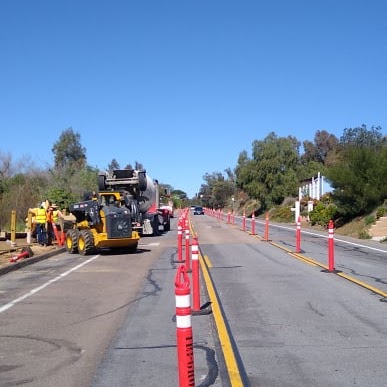 Heavy equipment on a roadway project